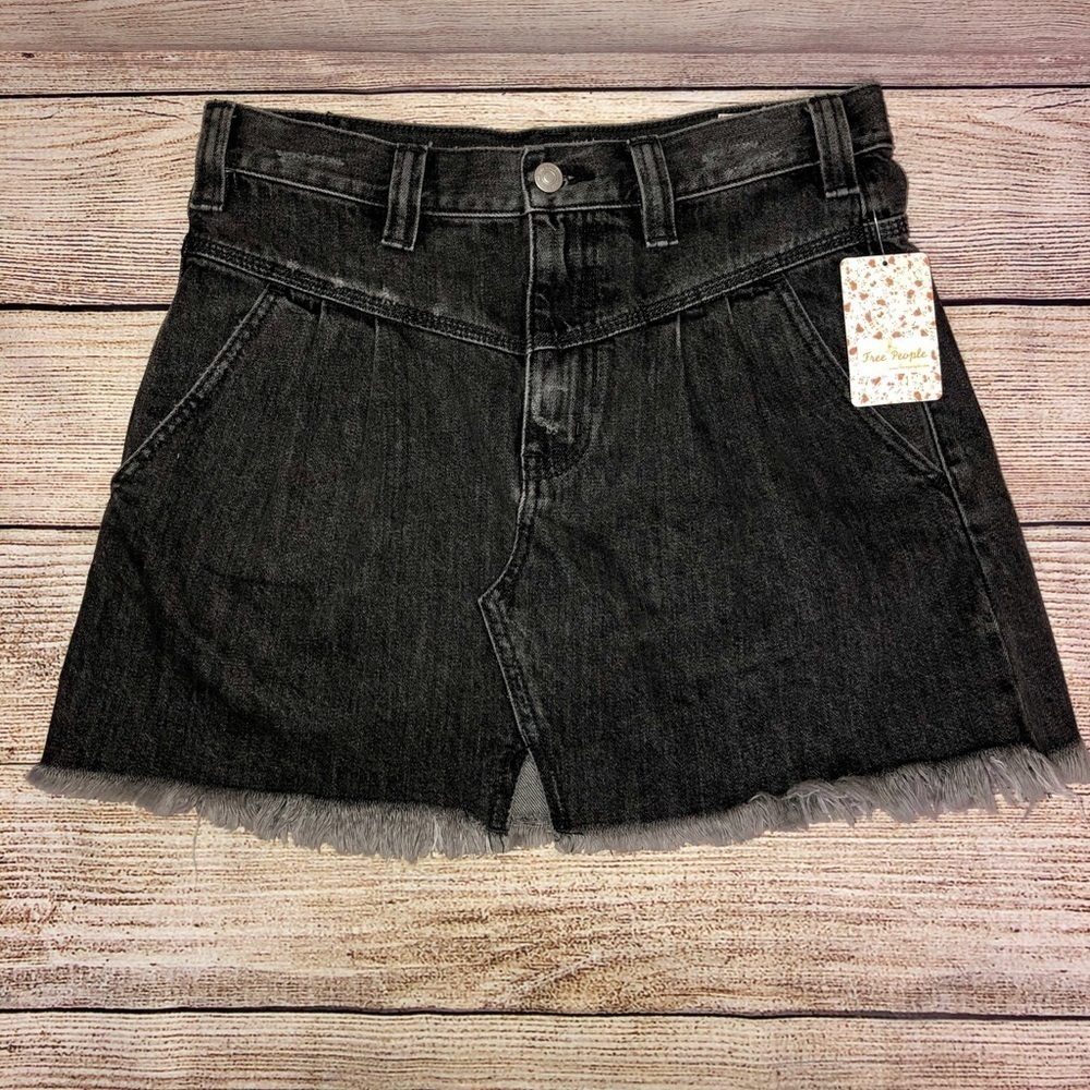 Free People Sanded Black Sidecar Mini Skirt NWT - Picture 5 of 11